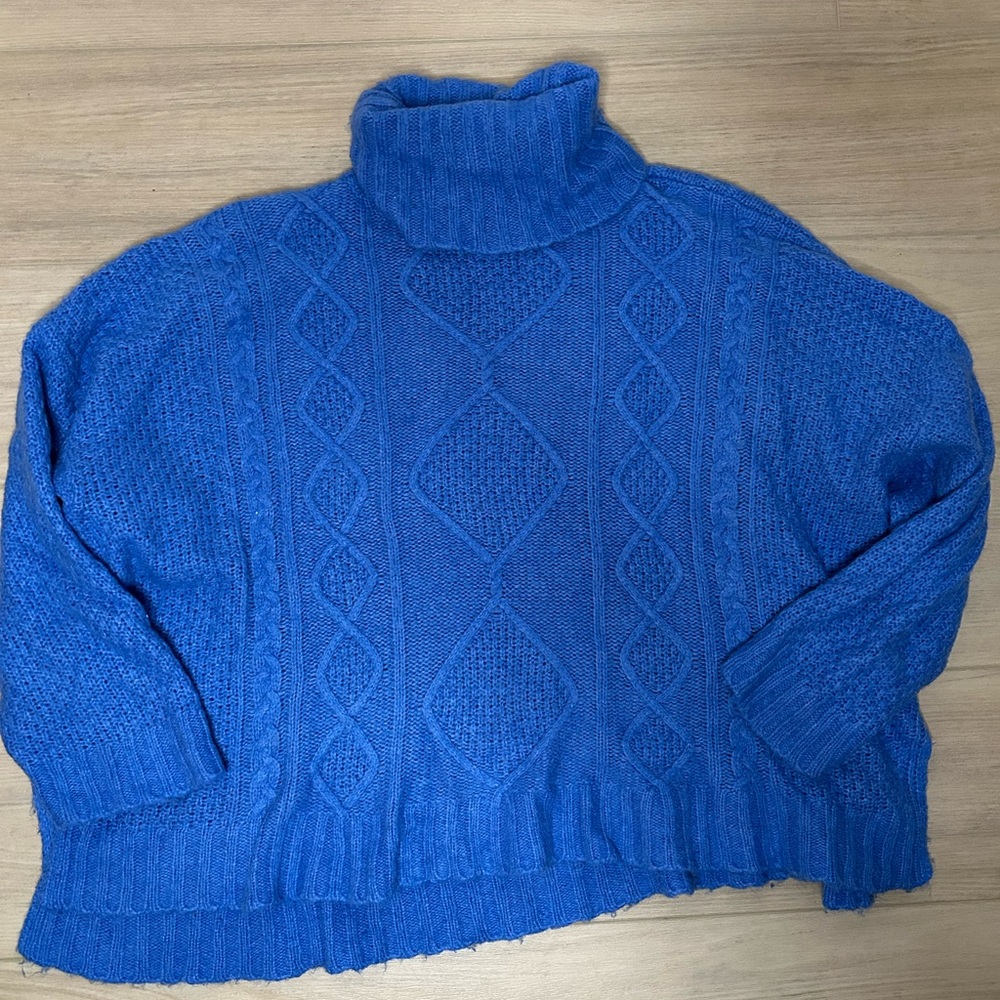 Aerie Women’s Turtleneck Pullover Sweater Blue Knit